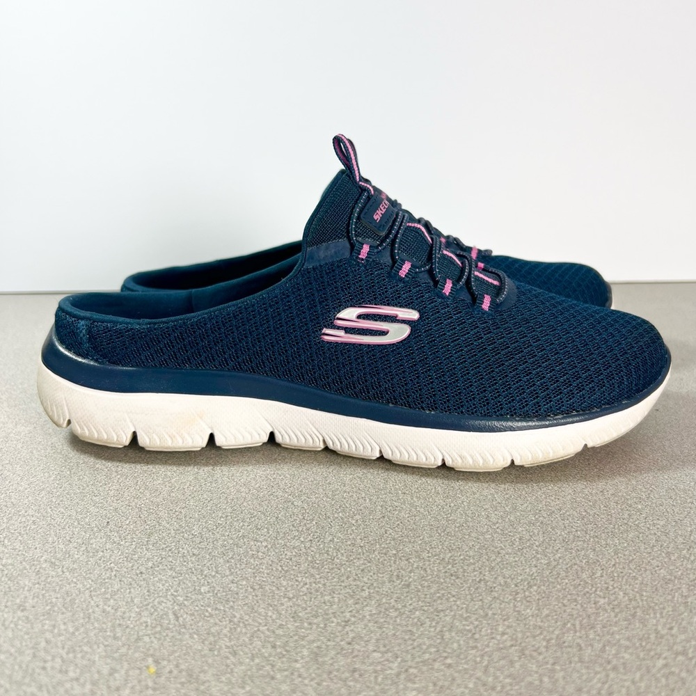 Skechers Summits Swift Step Women's Blue pink Mesh Slip-On Mules Size 7.5 - Picture 2 of 7